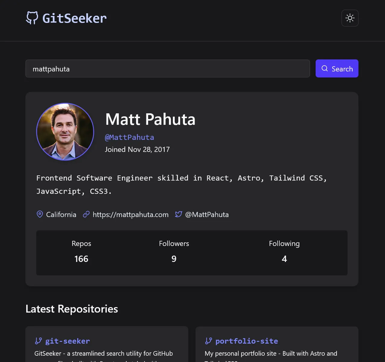 GitSeeker GitHub user search app