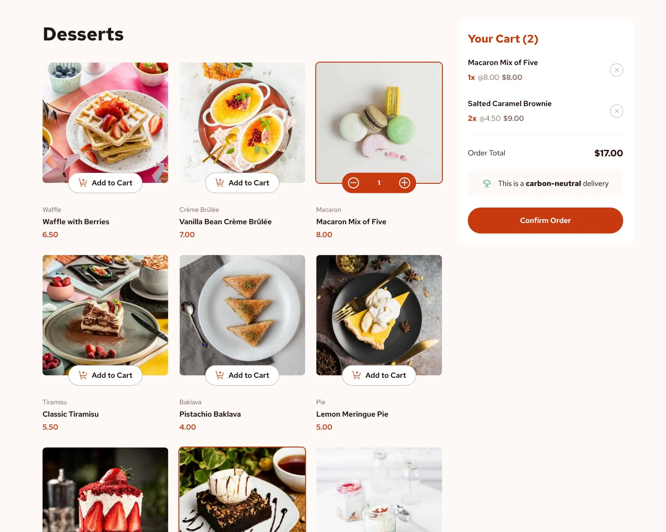 Dessert shop ordering app